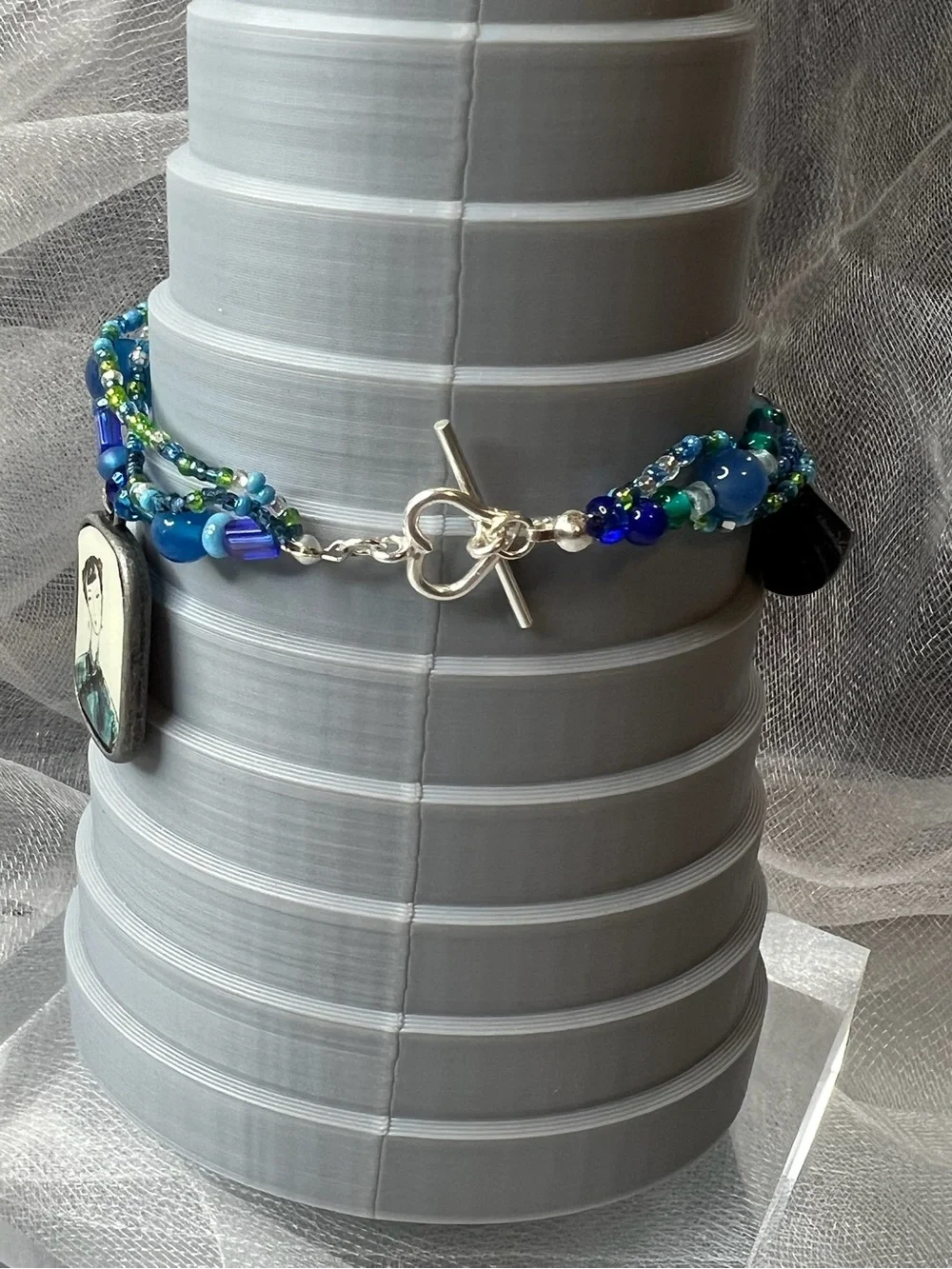 Artisan Glass Bead Charm Bracelet - Asian Inspired Charms (FL1118)